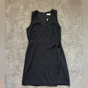 LOFT Black Sleeveless Wrap Mini Dress